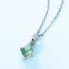 Aqua Agate Pendant S925 Silver Claw With Green Moss Stone Vintage Geometric Design