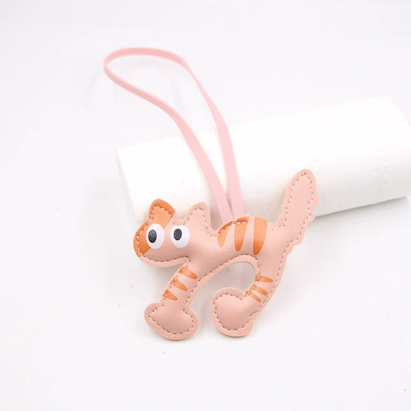 Arched Cat Lanyard Backpack Pendant In Artificial Leather With Little Bear Pig Small Animal Patterns Electroplated For Small Animal Accessories