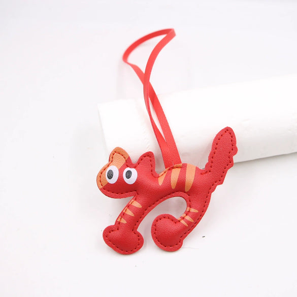 Arched Cat Lanyard Backpack Pendant In Artificial Leather With Little Bear Pig Small Animal Patterns Electroplated For Small Animal Accessories