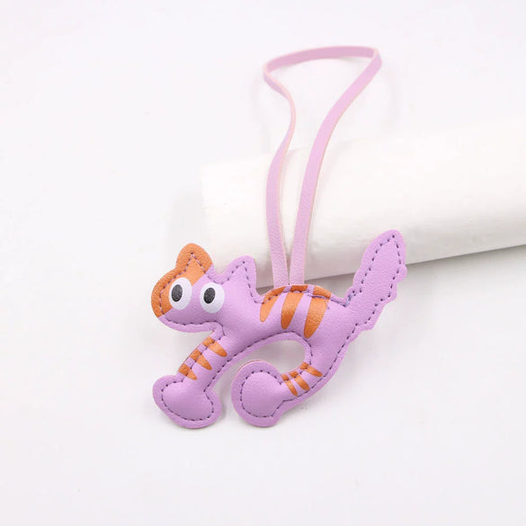 Arched Cat Lanyard Backpack Pendant In Artificial Leather With Little Bear Pig Small Animal Patterns Electroplated For Small Animal Accessories