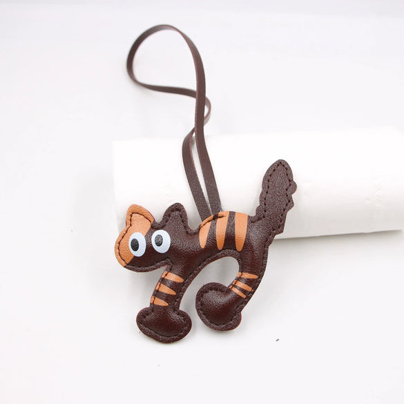 Arched Cat Lanyard Backpack Pendant In Artificial Leather With Little Bear Pig Small Animal Patterns Electroplated For Small Animal Accessories