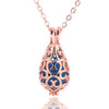 Aromatherapy Ball Necklace Drop Shaped Volcanic Stone Copper Heart Pattern Retro Style Box Chain Electroplated