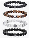 Aromatherapy Bracelet Set Volcanic Stone Agate Geometric Handmade Unisex