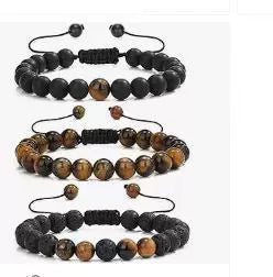 Aromatherapy Bracelet Set Volcanic Stone Agate Geometric Handmade Unisex