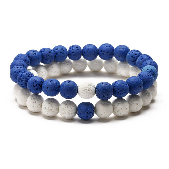 Aromatherapy Bracelet Set Volcanic Stone Agate Geometric Handmade Unisex