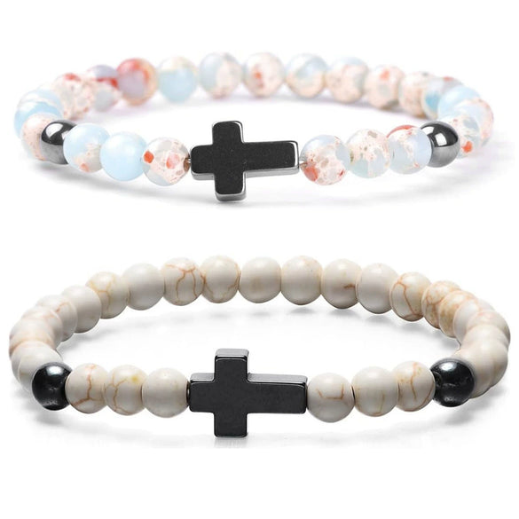 Aromatherapy Bracelet Set Volcanic Stone Agate Geometric Handmade Unisex