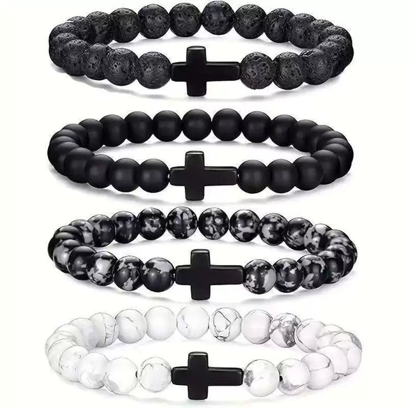 Aromatherapy Bracelet Set Volcanic Stone Agate Geometric Handmade Unisex