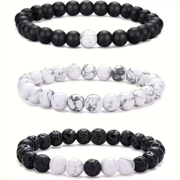 Aromatherapy Bracelet Set Volcanic Stone Agate Geometric Handmade Unisex