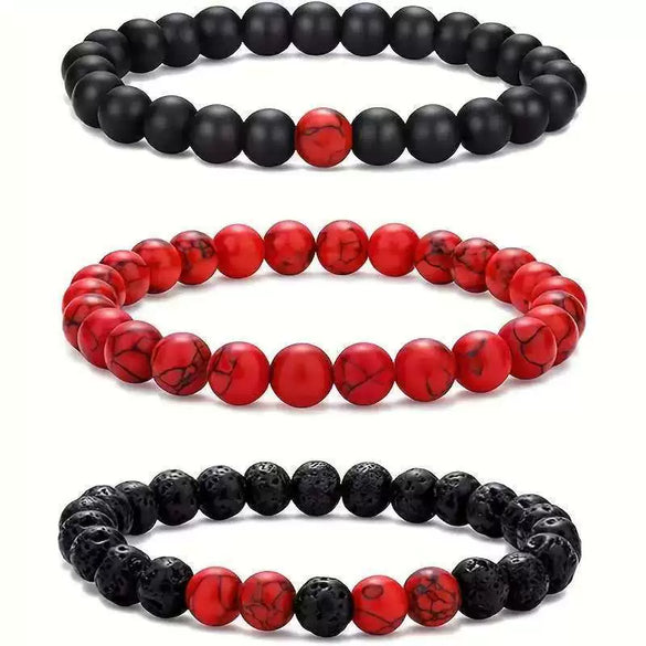 Aromatherapy Bracelet Set Volcanic Stone Agate Geometric Handmade Unisex