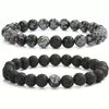 Aromatherapy Bracelet Set Volcanic Stone Agate Geometric Handmade Unisex