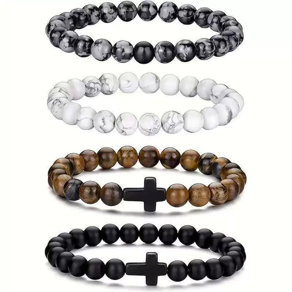 Aromatherapy Bracelet Set Volcanic Stone Agate Geometric Handmade Unisex