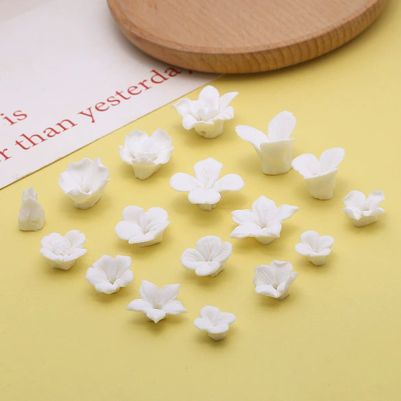 Artificial Ceramic Flower Perforated Beaded Handmade Earrings Hairpin Phone Case Accessories