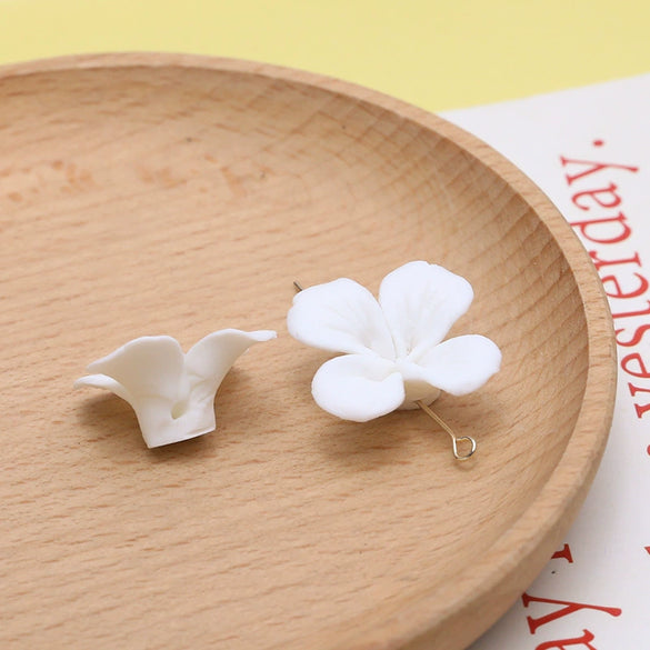 Artificial Ceramic Flower Perforated Beaded Handmade Earrings Hairpin Phone Case Accessories