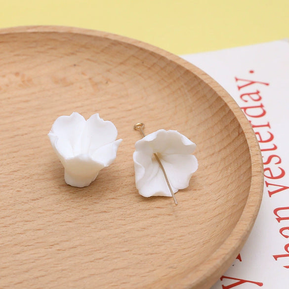 Artificial Ceramic Flower Perforated Beaded Handmade Earrings Hairpin Phone Case Accessories