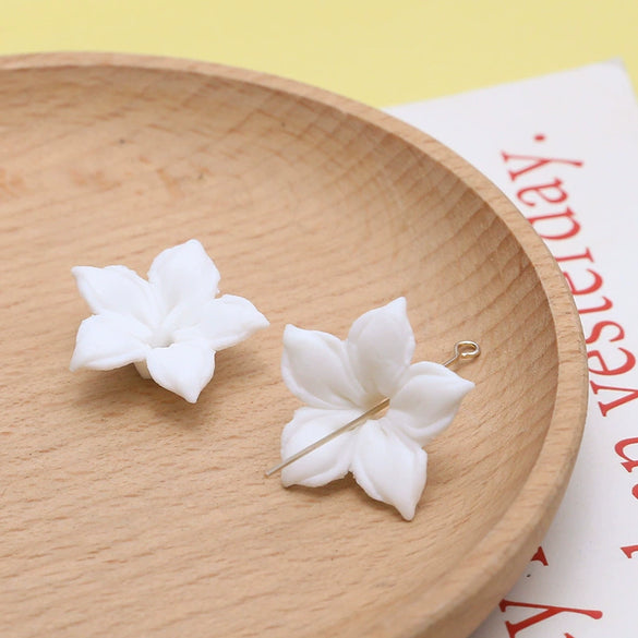 Artificial Ceramic Flower Perforated Beaded Handmade Earrings Hairpin Phone Case Accessories