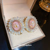 Artificial Crystal Earrings With Flower And Geometric Pattern Set With Crystal Fashion Style For Women