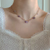 Artificial Crystal Flower Necklace For Women Acrylic Pendant Metal Chain