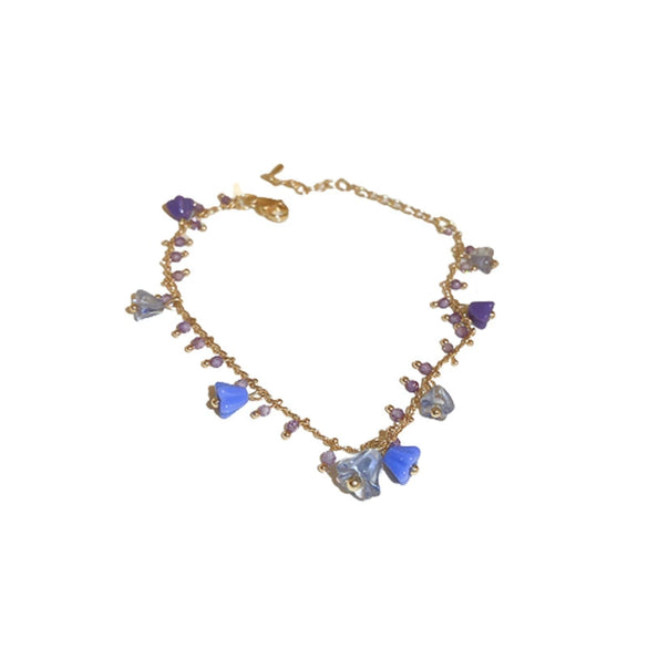 Artificial Crystal Flower Necklace For Women Acrylic Pendant Metal Chain