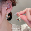 Artificial Crystal Heart Earrings Made Of Alloy With Light Luxury Style