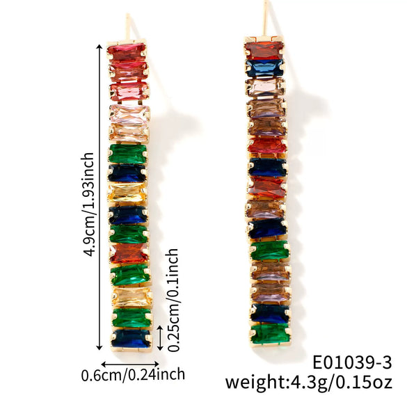 Artificial Crystal Tassel Earrings Copper Glass Highend Geometric Style For Women