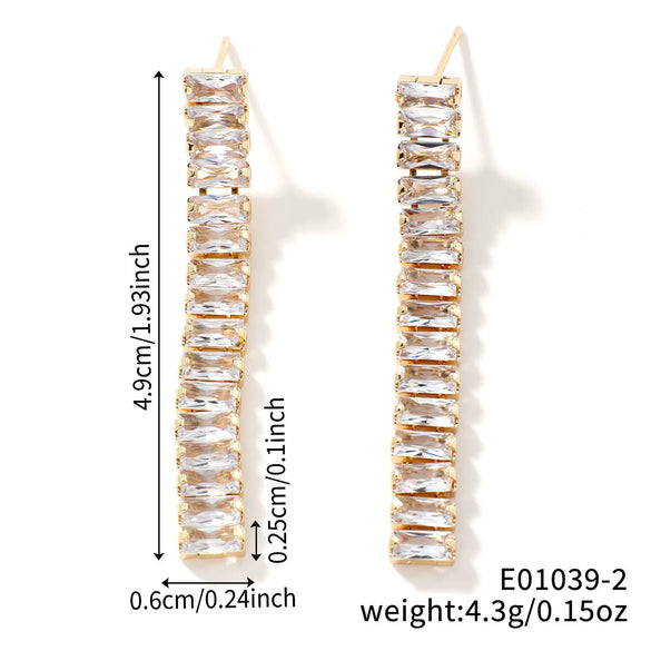 Artificial Crystal Tassel Earrings Copper Glass Highend Geometric Style For Women