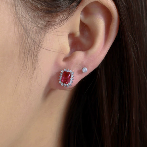 Artificial Gemstone Emerald Square Earrings Copper Alloy Geometric Electroplating Jewelry For Women