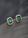 Artificial Gemstone Emerald Square Earrings Copper Alloy Geometric Electroplating Jewelry For Women
