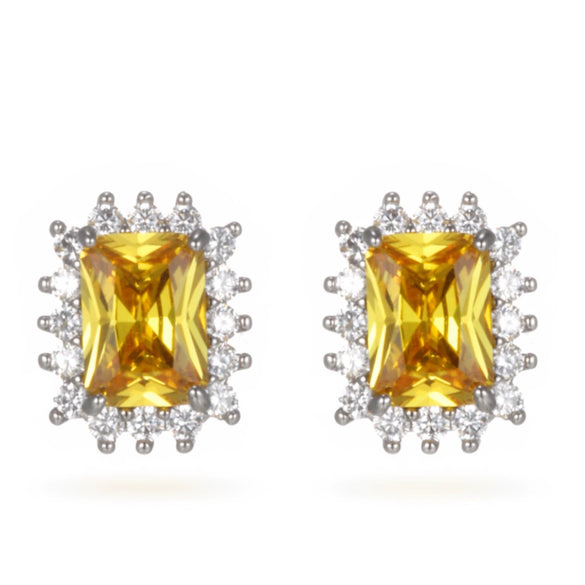 Artificial Gemstone Emerald Square Earrings Copper Alloy Geometric Electroplating Jewelry For Women