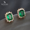 Artificial Gemstone Emerald Square Earrings Copper Alloy Geometric Electroplating Jewelry For Women