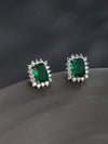 Artificial Gemstone Emerald Square Earrings Copper Alloy Geometric Electroplating Jewelry For Women