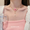 Artificial Pearl Crystal Handmade Flower Necklace For Women Sweet High End Clavicle Chain
