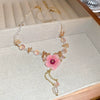Artificial Pearl Crystal Handmade Flower Necklace For Women Sweet High End Clavicle Chain