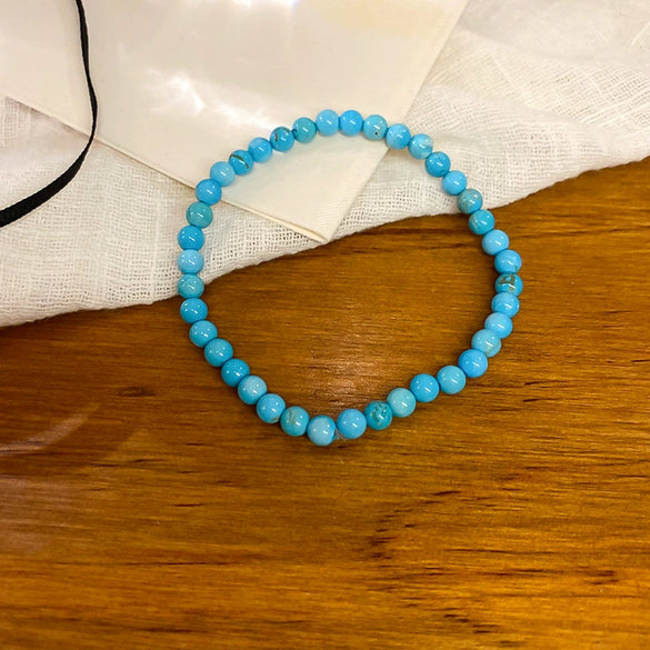 Artificial Turquoise Beaded Elastic Handmade Bracelet For Women With Geometric Shape In Retro Style From Mixed Materials