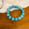 Artificial Turquoise Beaded Elastic Handmade Bracelet For Women With Geometric Shape In Retro Style From Mixed Materials