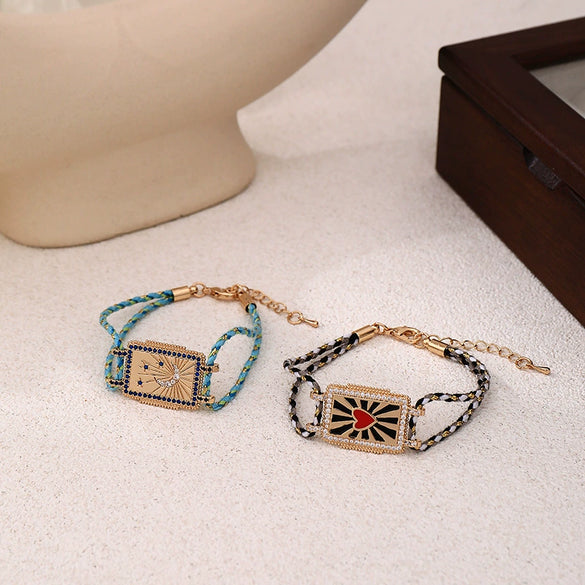 Artistic Retro Tarot Copper Necklace And Bracelet With Electroplating