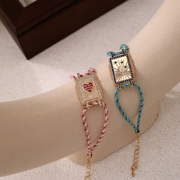Artistic Retro Tarot Copper Necklace And Bracelet With Electroplating
