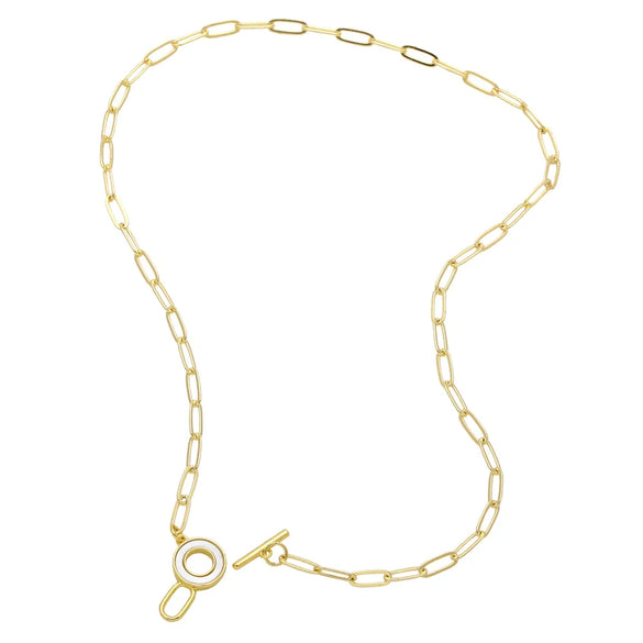 Artistic Star Moon Copper Toggle Plating Inlay Shell 18k Gold Plated Necklace