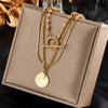 Asymmetric Chain Love Pearl Pendant Stainless Steel And Titanium Steel Multi Layer Stacked Necklace With Electroplating For Women