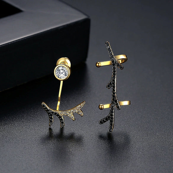 Asymmetric Copper Antler Earrings With Zircon Accents Animal Zodiac Inspired Fashion Jewelry For Women Wholesale