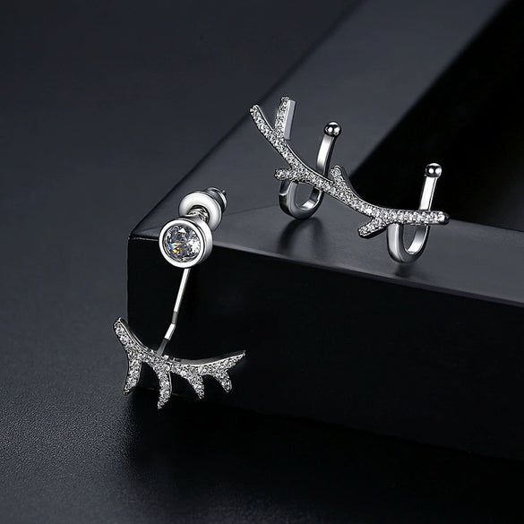 Asymmetric Copper Antler Earrings With Zircon Accents Animal Zodiac Inspired Fashion Jewelry For Women Wholesale