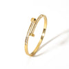 Asymmetric Open Disc Niche Fashion Women's Bracelet Set In Titanium Steel Plated 18K Gold With Zircon Vacuum Plated In 18K Furnace