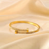 Asymmetric Open Disc Niche Fashion Women's Bracelet Set In Titanium Steel Plated 18K Gold With Zircon Vacuum Plated In 18K Furnace