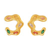 Asymmetrical C Shaped Dopamine Zircon Earrings In Stainless Steel With 18K Gold Plated Electroplating For Women