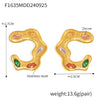 Asymmetrical C Shaped Dopamine Zircon Earrings In Stainless Steel With 18K Gold Plated Electroplating For Women