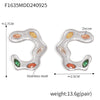 Asymmetrical C Shaped Dopamine Zircon Earrings In Stainless Steel With 18K Gold Plated Electroplating For Women