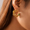Asymmetrical C Shaped Dopamine Zircon Earrings In Stainless Steel With 18K Gold Plated Electroplating For Women