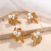 Asymmetrical Feather Women's Earrings 316L Stainless Steel 18K Goldplated