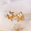 Asymmetrical Feather Women's Earrings 316L Stainless Steel 18K Goldplated