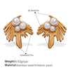 Asymmetrical Feather Women's Earrings 316L Stainless Steel 18K Goldplated