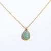 Asymmetrical Fresh Green Aventurine Pendant Necklace Clavicle Chain Titanium Steel Geometric Style